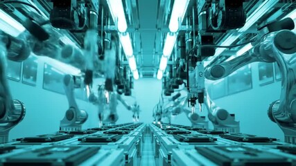 Poster - Industrial Robots Assembling Electronic Circuit Boards in Modern Factory with Precision Automation Manufacturing and