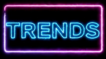 Poster - Neon Trends Sign in Blue and Pink a Modern Glowing Illustration on Black Background