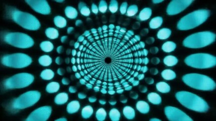 Poster - Swirling Tunnel of Turquoise Dots Convergence to Central Vanishing Point on Black Background Loop Sequence