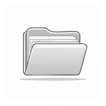 Open File Folder Filled with Documents for Organization Gray Icon Vector Illustration