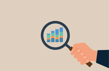 Poster - Search loupe and diagrams. Business analytic illustration.