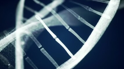 Poster - White Dna Structure on Dark Blue Background for Medical and Scientific Innovation