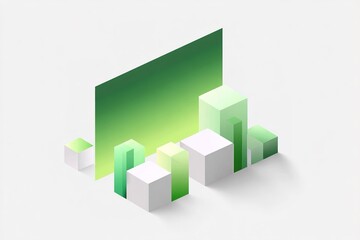 Fototapete - Modern abstract composition featuring geometric shapes in green and white tones with a gradient background