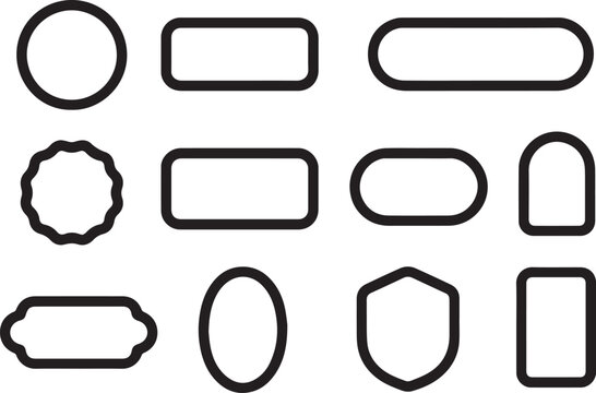 Geometric Shapes Collection Circle, Rectangle, Oval, Shield, Rounded Rectangle, Frames for Stickers