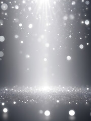 Poster - Grey abstract background with bright silver glitter and sparkling bokeh lights ,a luxury design for festive Christmas & New Year celebrations. ai