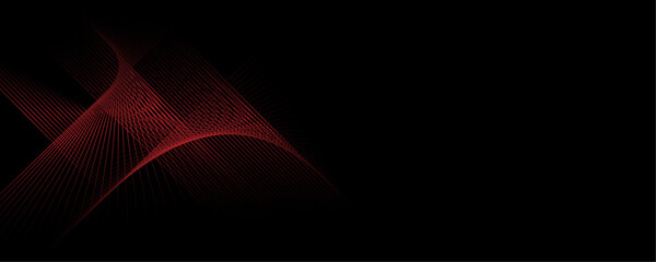 Poster - Abstract black and red color geometric shape and dynamic lines seamless pattern on black background design.