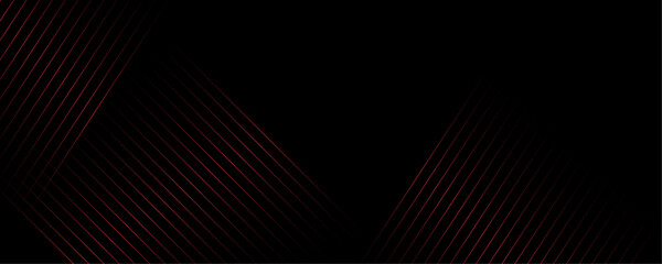 Poster - Abstract black and red color geometric shape and dynamic lines seamless pattern on black background design.