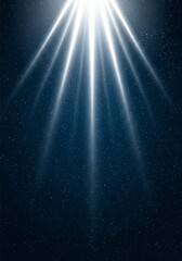 Poster - Celestial Light Beams - Symbolizing hope, enlightenment, guidance, divinity, and cosmic energy, this depicts a radiant light piercing a dark blue starry night sky