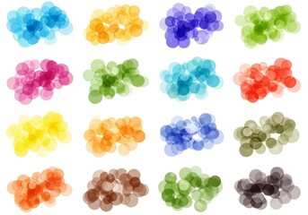 Poster - Colorful Bubble Clusters Design Elements - Abstract design featuring vibrant clusters of overlapping circles, symbolizing unity, diversity, energy, creativity, and joy.