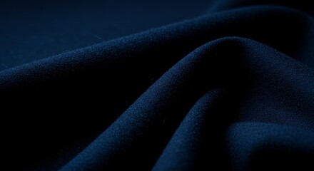 Poster - Deep Indigo Fabric Drape - Luxurious deep indigo fabric, rich texture, elegant folds, smooth surface, sophisticated . Represents depth, mystery, luxury, comfort, and elegance