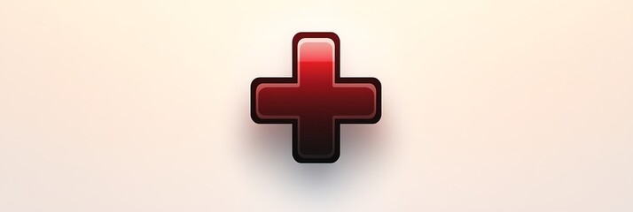 Fototapete - Vector icon of a first aid cross in dark red on a soft white background, medical theme
