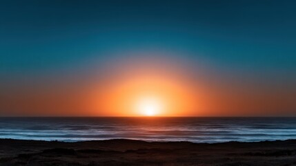 Wall Mural - serene sunset over tranquil ocean waves with a colorful horizon at a peaceful beach