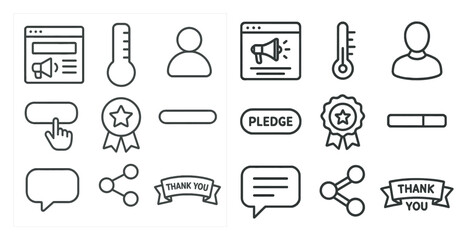 Poster - Set of icons for a website, including a star, a button, a speech bubble, and a heart