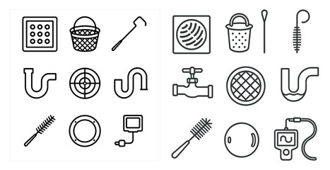 Poster - Set of plumbing tools and equipment. The image is a collection of various plumbing tools and equipment, including a plunger, a bucket, a wrench, and a pipe