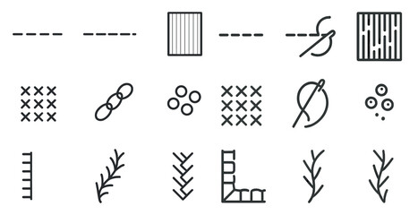 Poster - Series of shapes and lines are drawn in black, with some of them resembling sewing tools. Concept of creativity and craftsmanship, as well as the idea of making something by hand