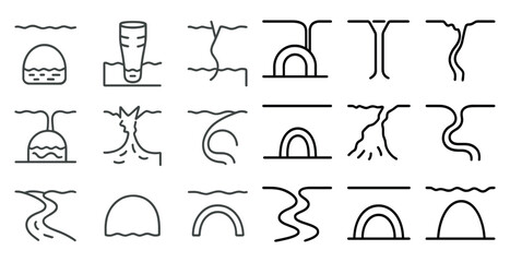 Poster - Series of drawings of various natural phenomena, including a volcano, a river, and a rainbow