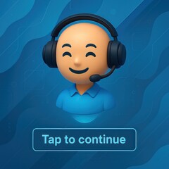 Poster - An expressive and charming avatar of customer service support with headset. Smiling face avatar suggesting reliability and prompt assistance, customer support service