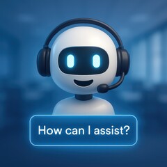 Poster - A friendly robot helper offering assistance, showcasing technological advancement and support. Capturing innovation and modern digital service. customer support service