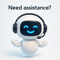 Poster - Friendly robot ready to assist, digital helper, customer support service