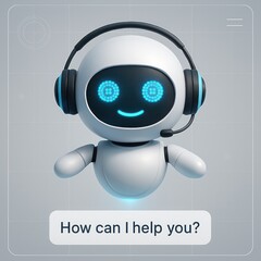 Poster - Smiling AI Bot Assistant with Headset and 