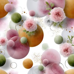 Poster - Enjoy a vibrant watercolor abstract pattern filled with soft pastel dots in shades of pink, yellow, green, orange, and red SEAMLESS PATTERN