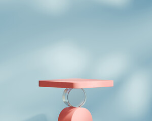Poster - Pink Square Podium with Blue Background Product Display Showcase Presentation Advertising 3D Rendering	
