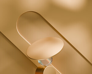 Poster - Minimal Modern Gold Podium Platform For Product Display Showcase 3D Rendering	
