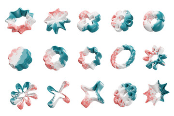 Poster - Colorful pastel  object element set pack isolated background 3d rendering	
