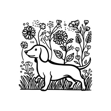 animals dog floral flower pattern style graphic element