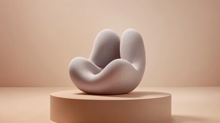 Poster - Unique Sculptural Chair Design in Soft Neutral Tones for Modern Decor
