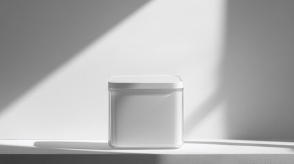 Poster - Minimalist White Container on a Bright Sunlit Surface