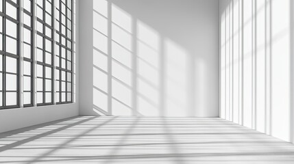 Poster - Bright Interior Space with Shadow Play from Large Windows