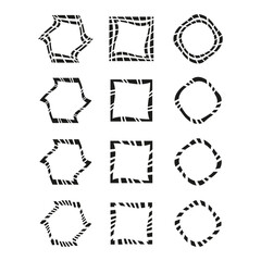 Leinwandbilder - Vector frames collection. Dotted border shapes. Grunge decorative elements. Hexagon square contours