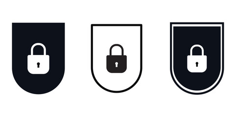 Fototapete - Set of security shield icons with padlock icon