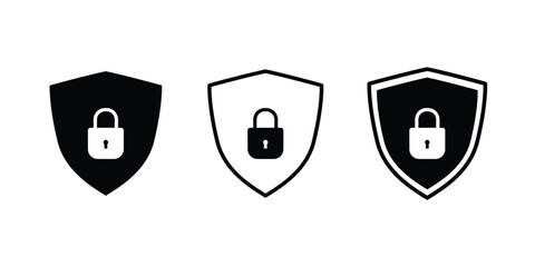 Fototapete - shield security icon set. digital protection lock icons. encrypted padlock sign. cyber protection and privacy
