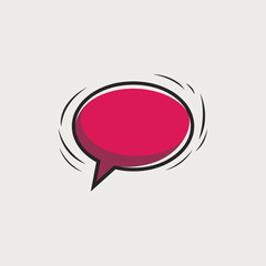 Poster - Red Speech Bubble Icon with Comic Style Lines on White Background
