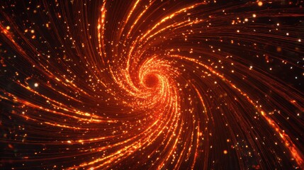 Poster - A mesmerizing swirling pattern of vibrant orange and red particles, representing the mysteries of the universe.