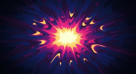 Poster - Vibrant Energy Burst - Abstract of a colorful energy explosion, perfect for backgrounds or dynamic designs