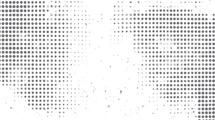 Poster - Distressed halftone dot pattern with grunge texture. Vintage comic style dotted design with faded ink blot and scratch surface effect.