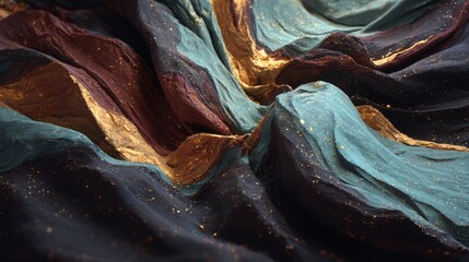Aufkleber - Abstract Colorful Textures of Fabric with Gold Accents Creating a Rich Visual Experience in Art Design