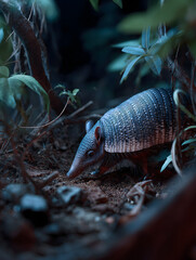 Wall Mural - Armadillo Exploring the Forest Floor at Dusk
