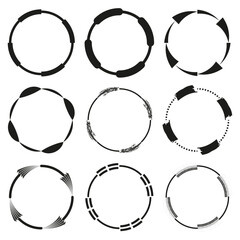 Leinwandbilder - Vector frames collection. Brush stroke circles. Grunge decorative elements. Round black contours.