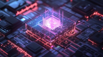Poster - Unlocking the future a holographic digital lock above a matrix of technology futuristic environment digital art concept