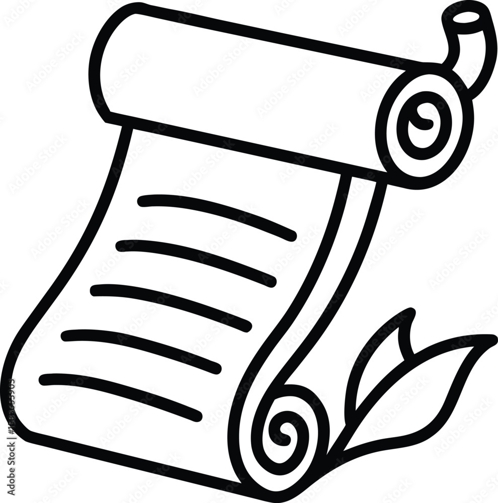 Line Art of Ancient Indian Scrolls and Scripts Heritage Stock Vector ...