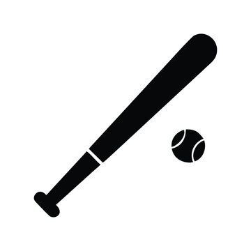 Isolated vector illustration of baseball bat and ball, wooden sport equipment for game play silhouette of baseball bat vector icon illustration line art on white background sport action batting 