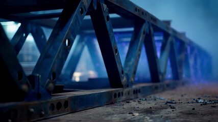 Poster - Sparks flying around a steel beam during an industrial welding process, showcasing the manufacturing of metal structures with bokeh effect and shallow depth of field
