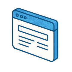 Fototapete - Browser window icon showing an isometric view with a transparent background for modern digital technology. Browser window, simple lines, and blue accents define this element for isometrics,