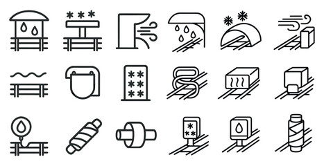 Poster - Series of icons depicting various objects and activities, including a towel, a roller, a sign, and a can