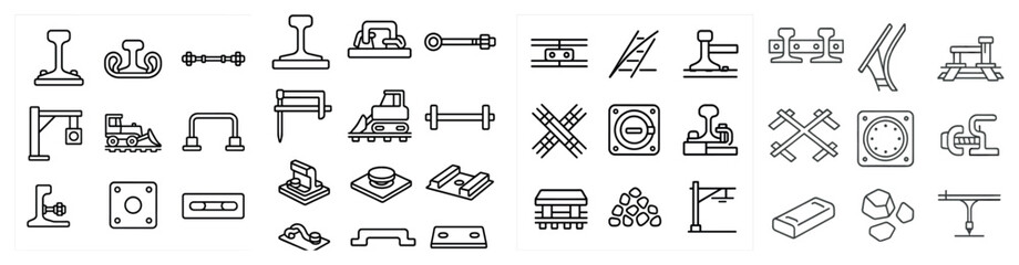 Poster - Collection of various symbols and icons, including a clock, a train, and a hammer. Concept of industrial or mechanical activity, with the various symbols representing different tools and machines