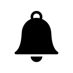 Poster - Black notification bell silhouette vector icon. Isolated graphic for UI design, alerts, and alarm symbols., silhouette
